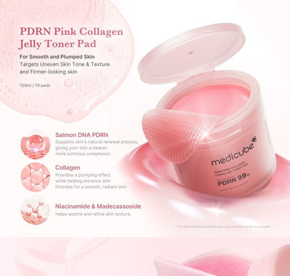 MEDICUBE  PDRN PINK COLLAGEN TONNING GEL TONER PADS