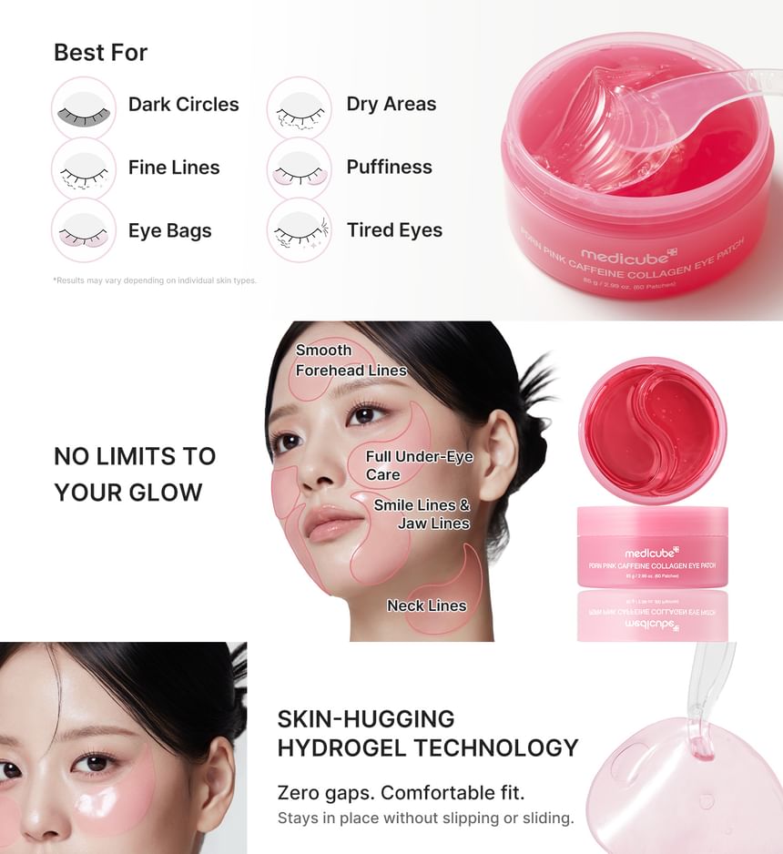 MEDICUBE PDRN PINK CAFEFEINE COLLAGEN EYE PATCHES