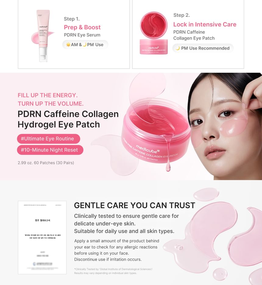 MEDICUBE PDRN PINK CAFEFEINE COLLAGEN EYE PATCHES