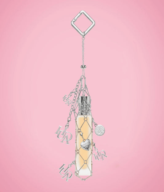 HUDA BEAUTY TRAVEL SPRAY FRAGRANCE HOLDER WITH CHARMS