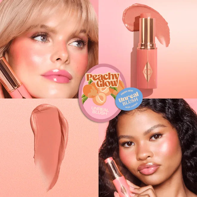 CHARLOTTE TILBURY  UNREAL LIP + CHEEK GLOW BLUSH STICK WITH HYALURONIC ACID (PEACHY GLOW)
