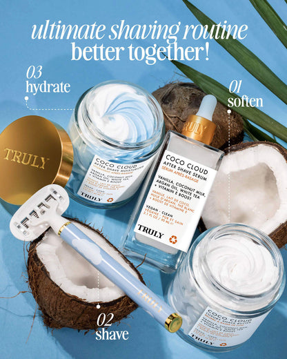 TRULY BEAUTY WORLD FAMOUS SHAVE ROUTINE COCO CLOUD SHAVE SET