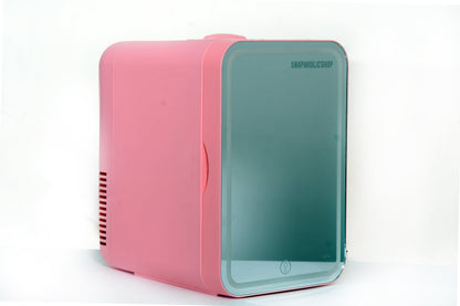 Snapaholicshop Mini Fridge With Dimmable Led Mirror Portable Beauty Fridge 8 Liter Cosmetics Fridge