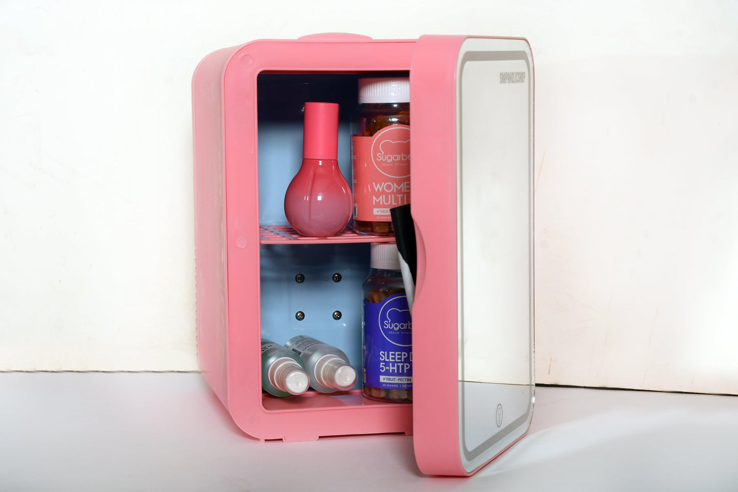 Snapaholicshop Mini Fridge With Dimmable Led Mirror Portable Beauty Fridge 8 Liter Cosmetics Fridge