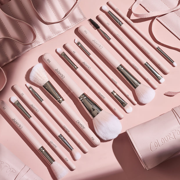 COLOURPOP MAKEUP BRUSH KIT ROLL MAKEUP TOOLS & ACCESSORIES (SMOKE 'N ROSES BRUSH )