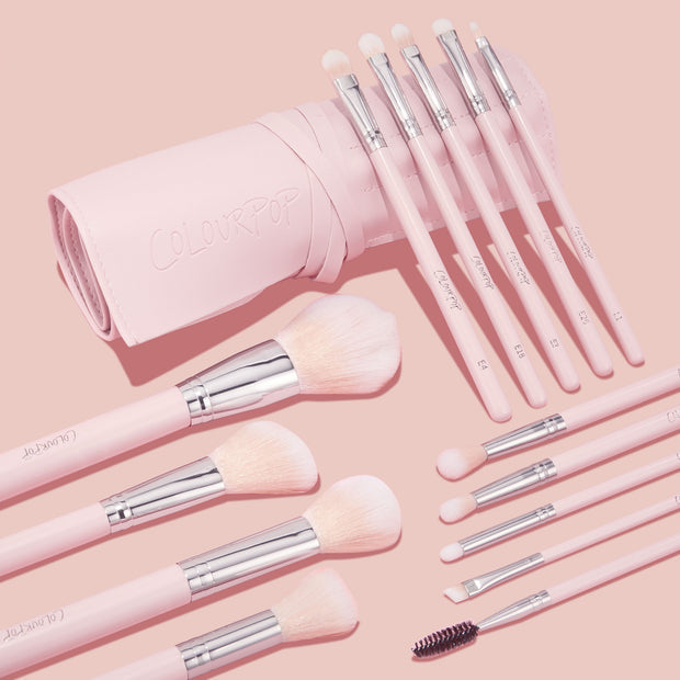 COLOURPOP MAKEUP BRUSH KIT ROLL MAKEUP TOOLS & ACCESSORIES (SMOKE 'N ROSES BRUSH )