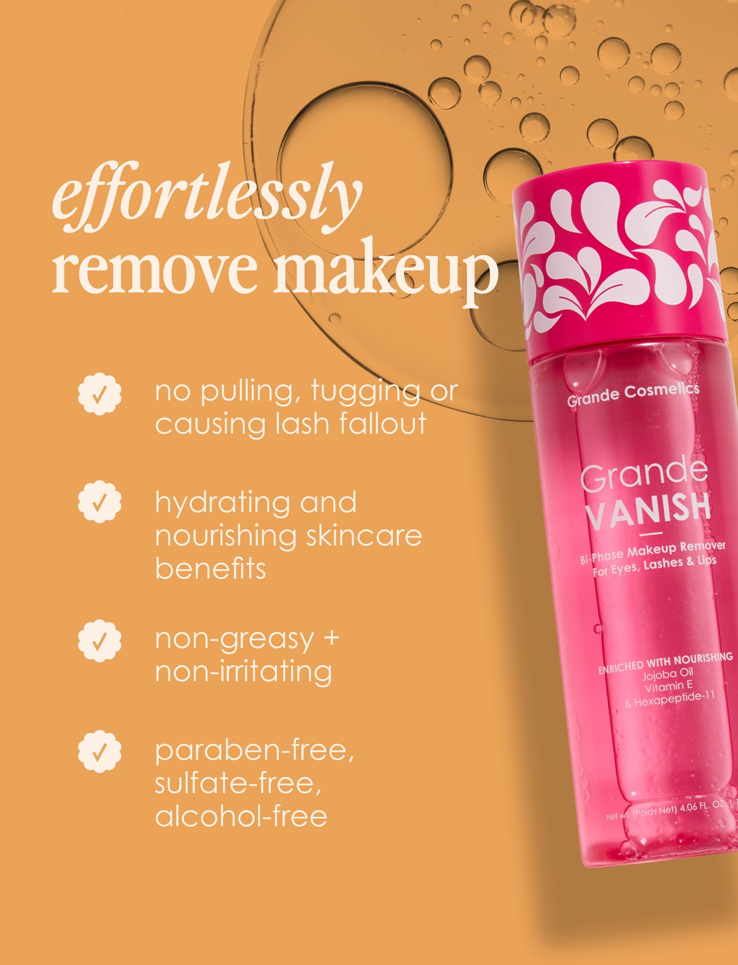 GrandeVANISH Bi-Phase Makeup Remover for Eyes, Lashes & Lips