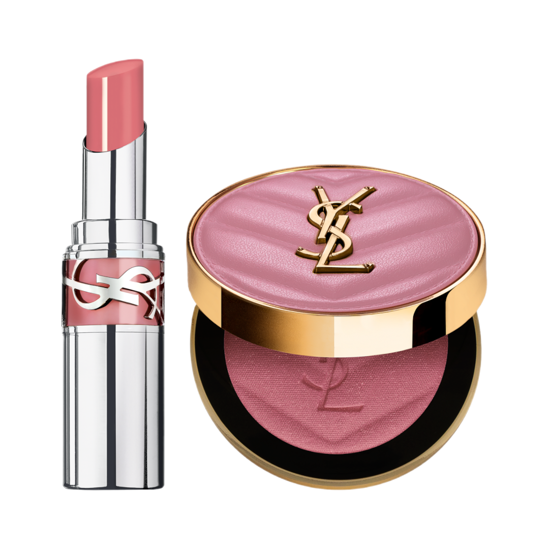 YVES SAINT LAURENT ICONIC PINK MAKE ME BLUSH & LOVE SHINE LIP OIL STICK SET