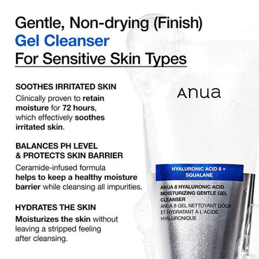 anua 8 Hyaluronic Acid Moisturizing Gentle Gel Cleanser