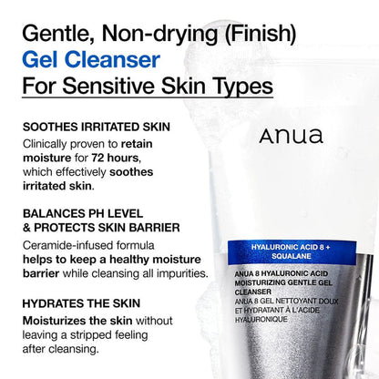 anua 8 Hyaluronic Acid Moisturizing Gentle Gel Cleanser