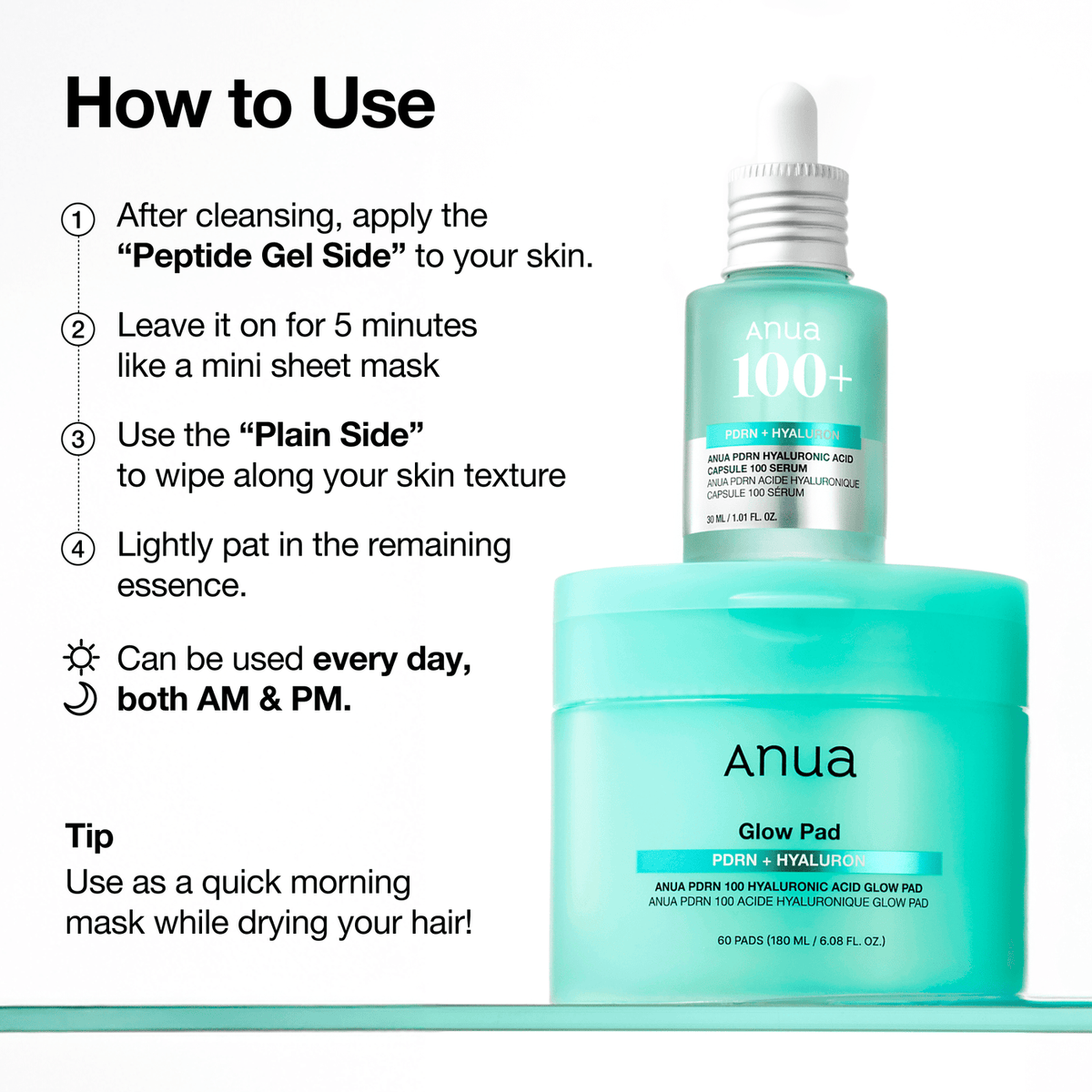 ANUA PDRN 100 HYALAURONIC ACID GLOW PAD (60 PADS)