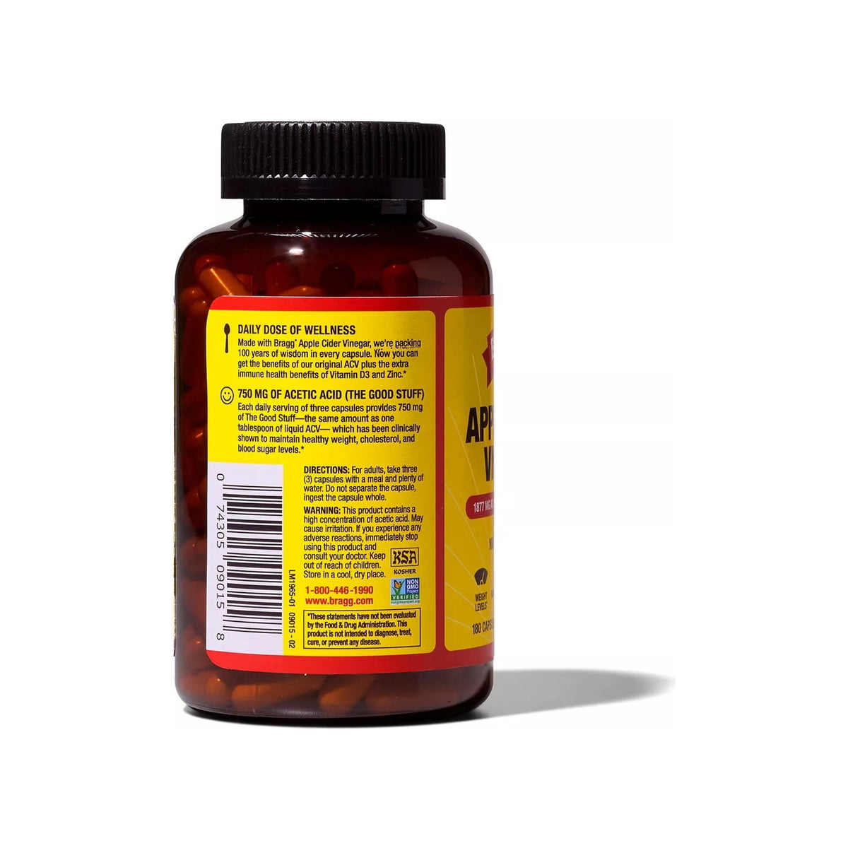 BRAGG Bragg Apple Cider Vinegar 180 Capsules — Imported From USA — view 2