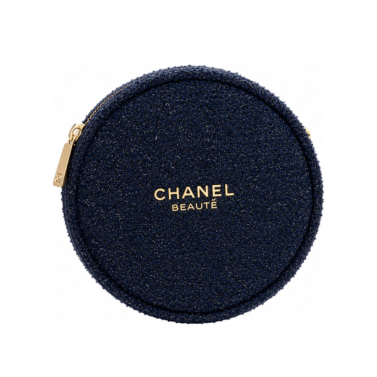 Chanel Holiday Round Beauty Bag Blue with Chain & Accessories