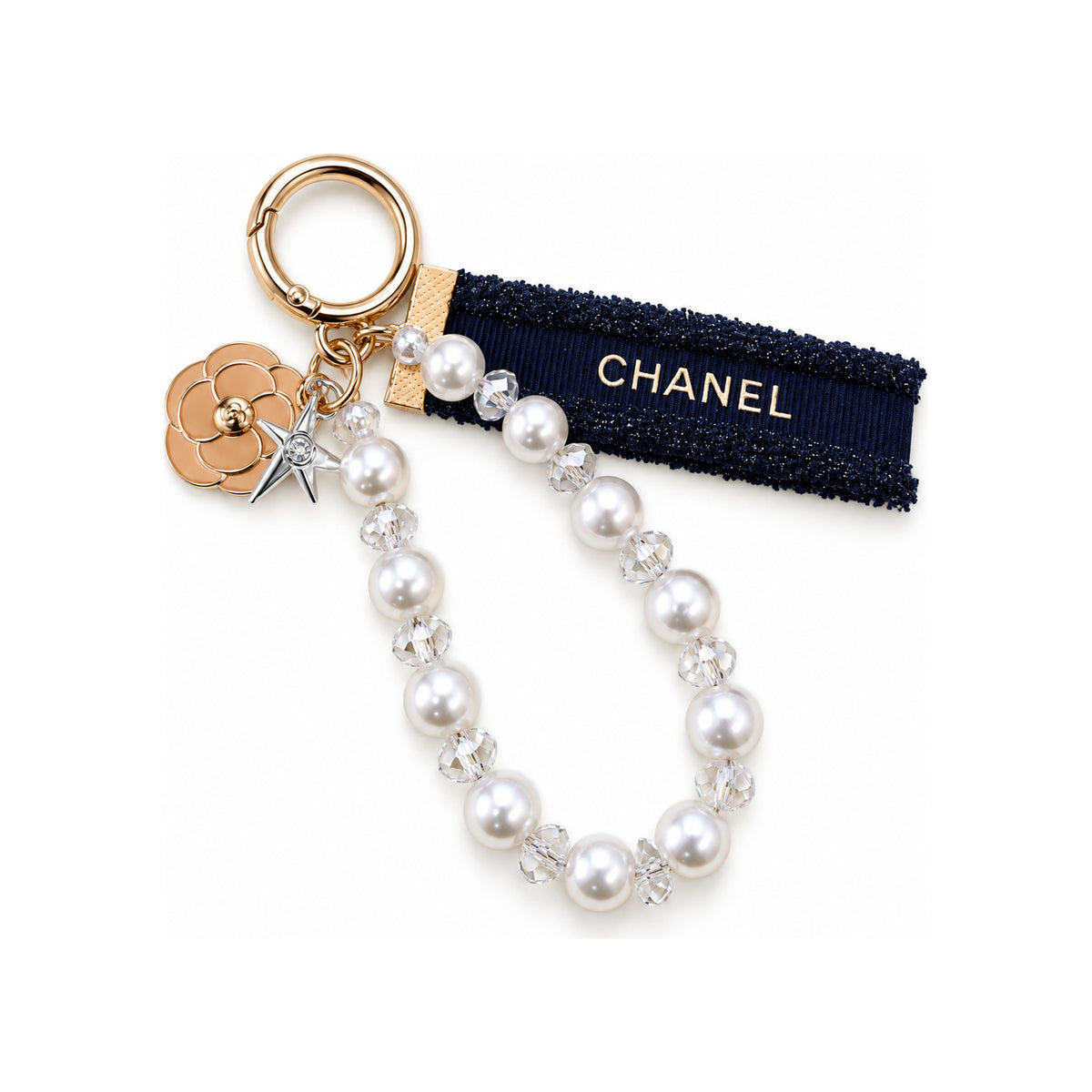 CHANEL Inspired Pearl & Crystal Keychain