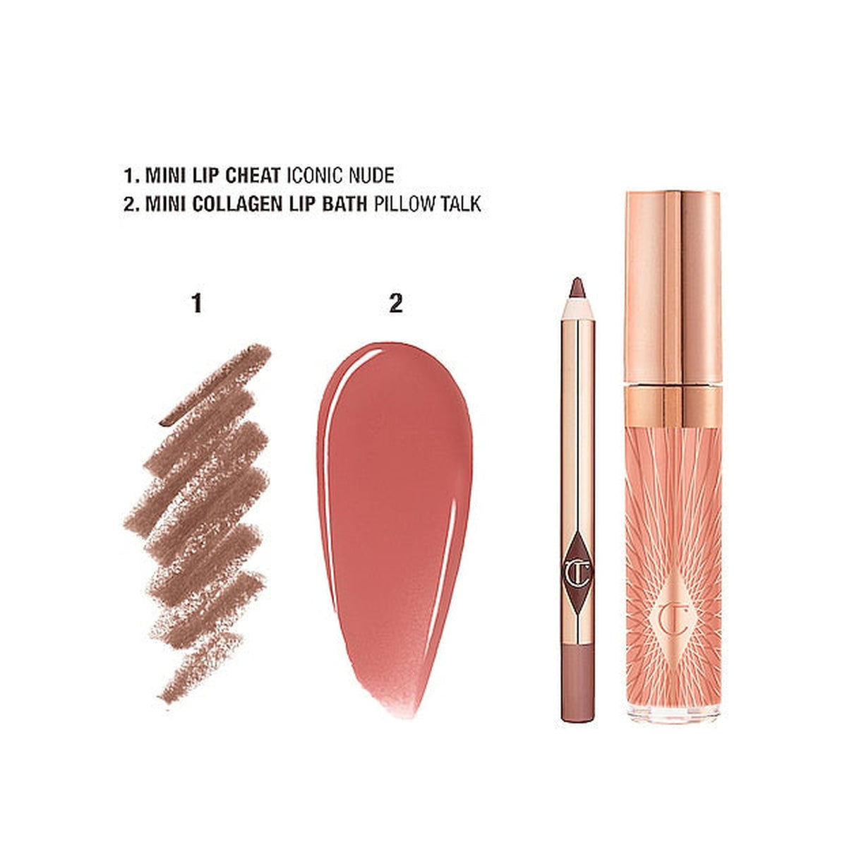 CHARLOTTE TILBURY Glossy Nude Pink Lip Duo — Iconic Nude + Pillow Talk — view 2