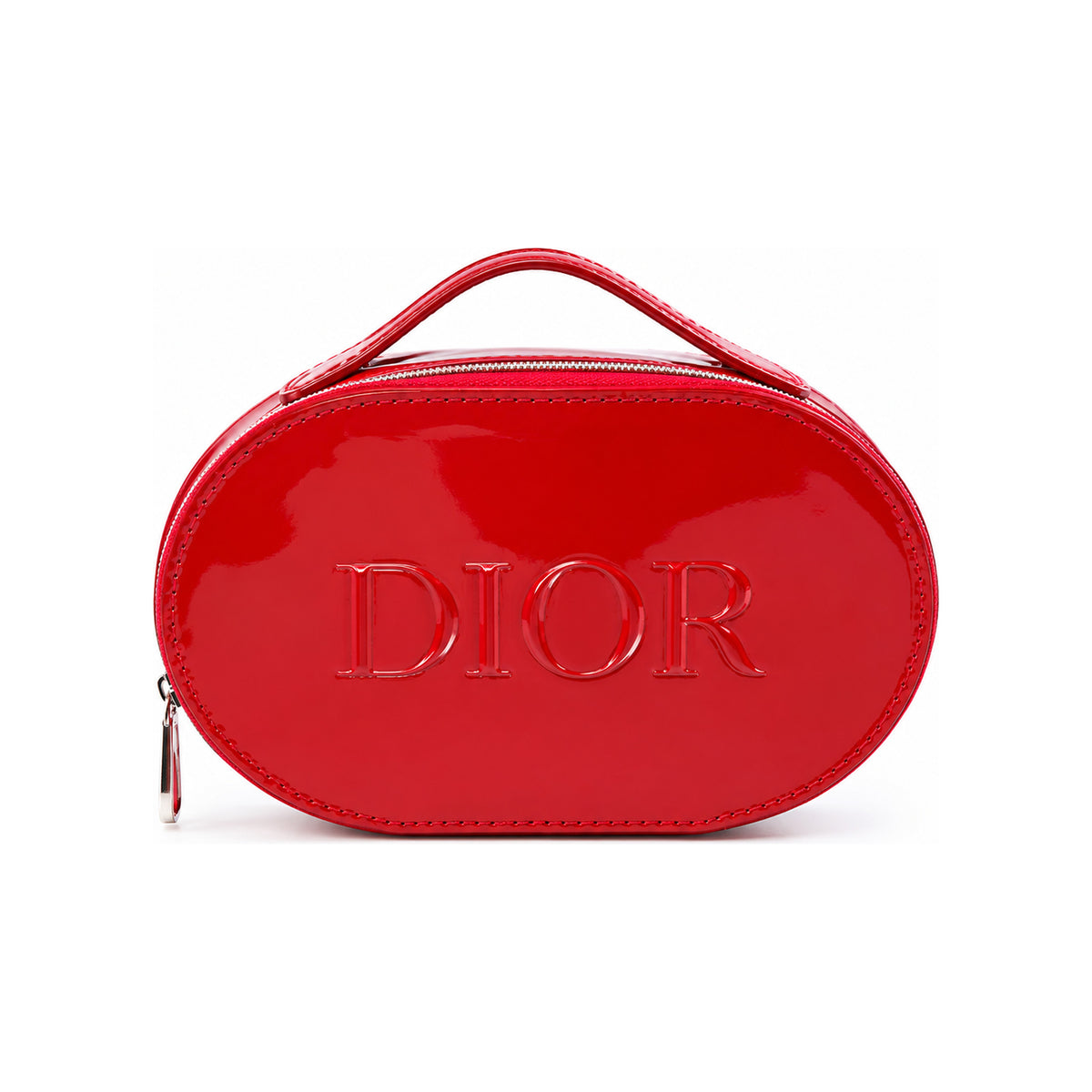 CHRISTIAN DIOR Red Leather Round Bag