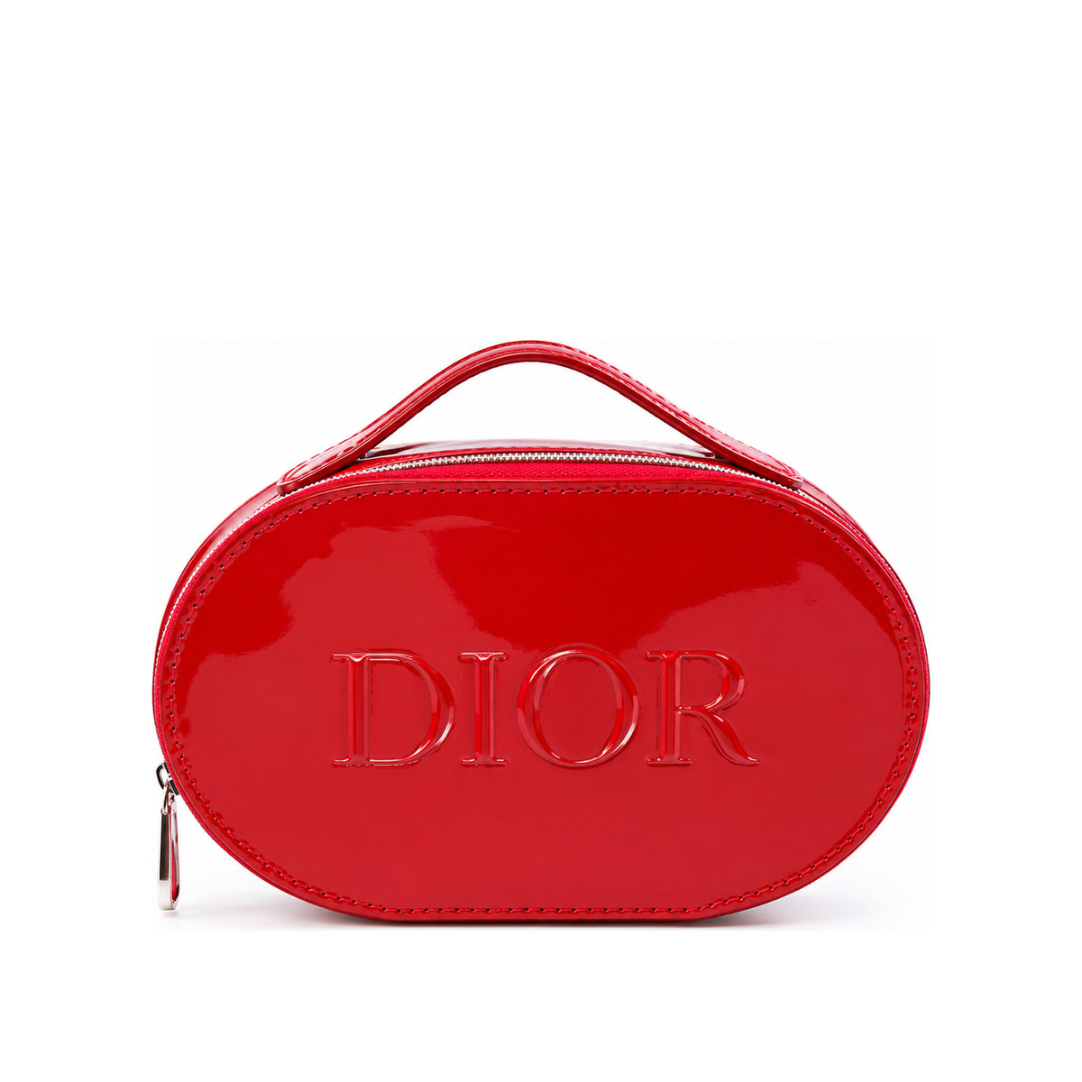 CHRISTIAN DIOR Red Leather Round Bag