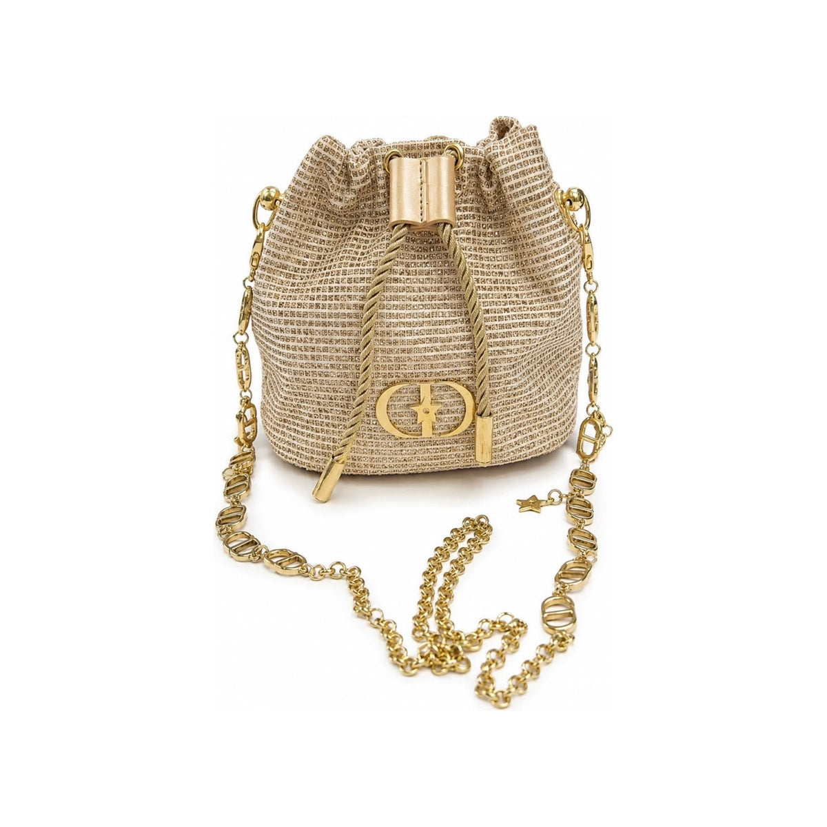 CHRISTIAN DIOR Limited Edition Collection Bucket Beauty Gold Round Bag