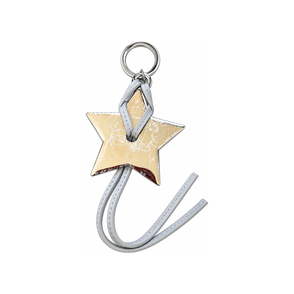 CHRISTIAN DIOR Luxury Star World Map Charm Keychain with Leather Tassel