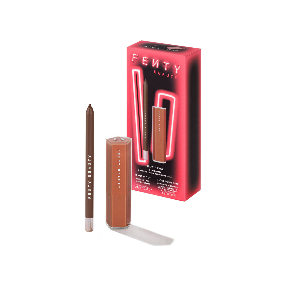 Fenty Beauty Glow'n Extra 2-piece Lip Setfenty Beauty Lined + Luminized 2 Pieces Lip Kit — Traced Out -Gloss Bomb Stix