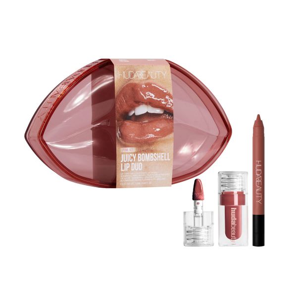 HUDA BEAUTY PINK KIT JUICY BOMBSHELL LIP DUO (LIP LINER PINKY BROWN  + BOMBSHELL)
