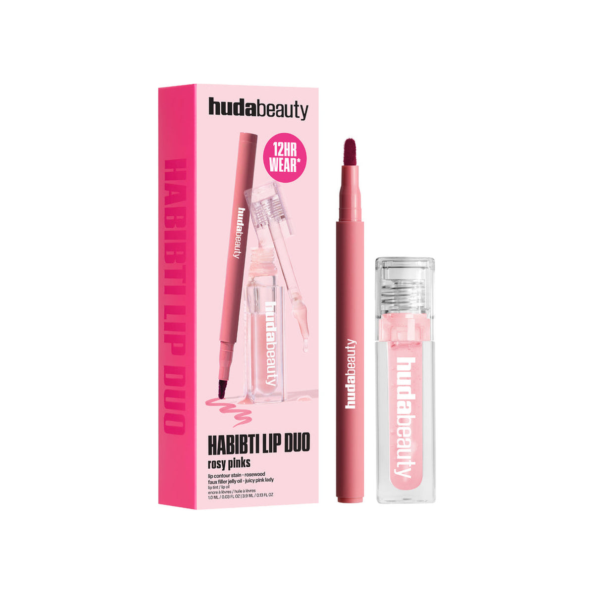 HUDA BEAUTY HUDA BEAUTY HABIBTI LIP DUO ROSY PINK KIT