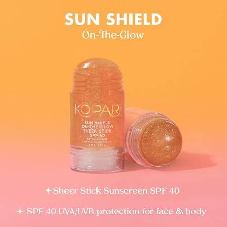 KOPARI SUN SHIELD ON THE GLOW SHEER STICK SUNSCREEN SPF 40
