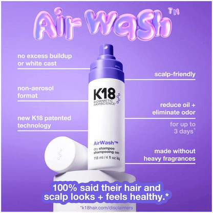 K18 BIOMIMETIC HAIRSCIENCE AIRWASH DRY SHAMPOO 118ML