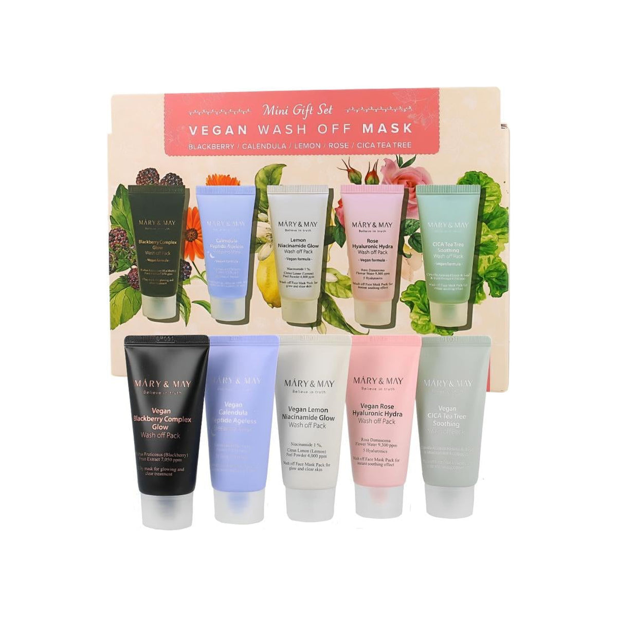 MARY & MAY Mary Vegan Wash Off Mask Kit of 4 with Handle Silicon Brush — view 2