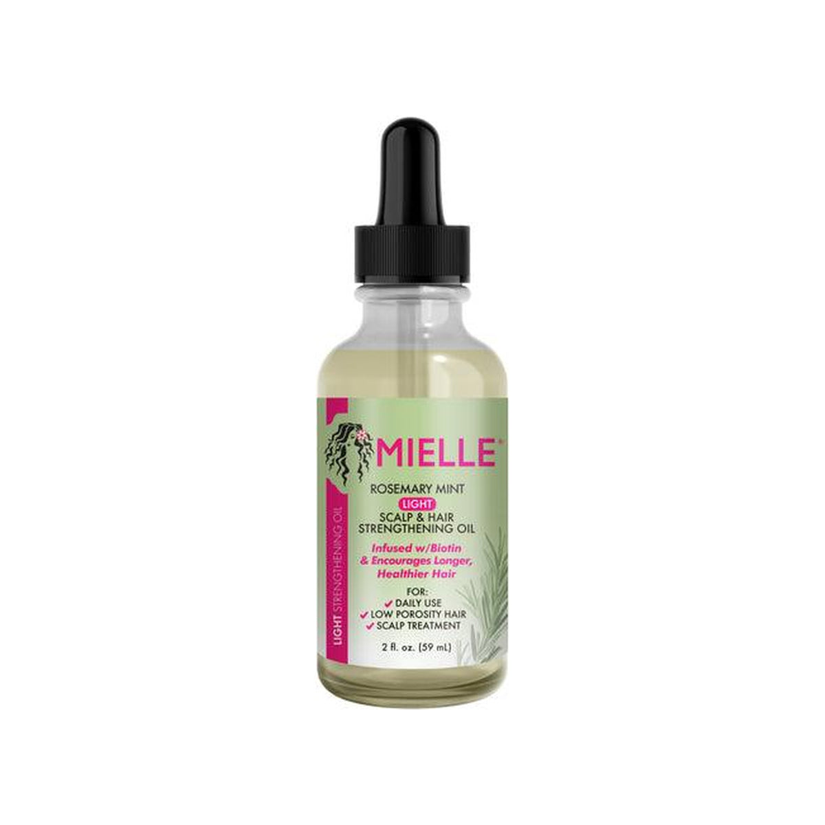 MIELLE Organics Rosemary Light Mint Scalp & Hair Strengthening Oil with Biotin & Essential Oils