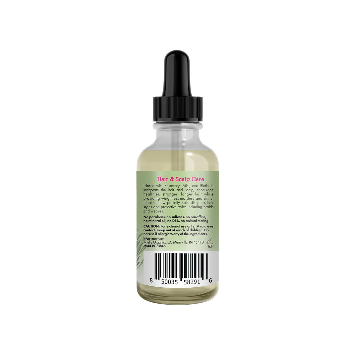 MIELLE Organics Rosemary Light Mint Scalp & Hair Strengthening Oil with Biotin & Essential Oils — view 2
