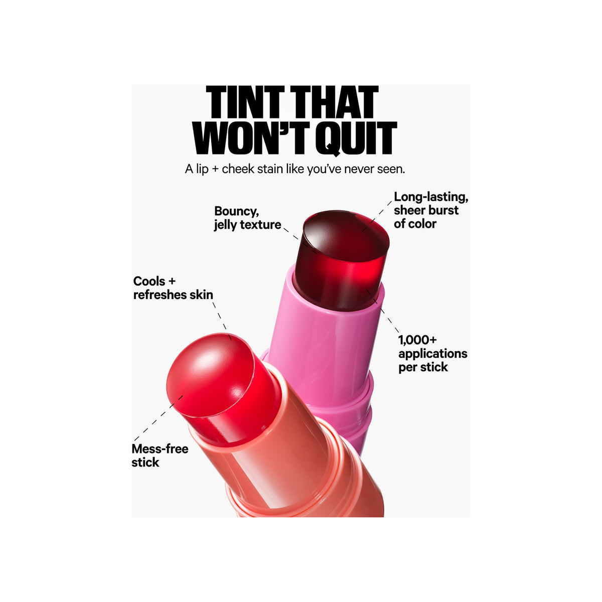 MILK BEAUTY Milk Beauty Cooling Water Jelly Tint Sheer Lip + Cheek Stain — Burst - Poppy Pink — view 3