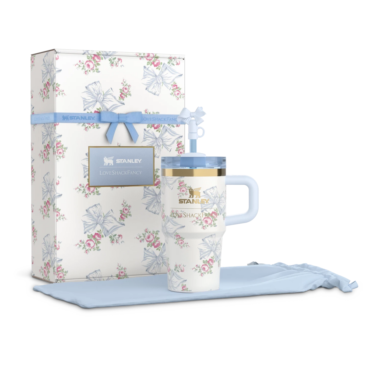 STANLEY 1913 X LOVESHACKFANCY QUENCHER TUMBLER WITH HANDLE (HOLIDAY COLLECTION BLUE)