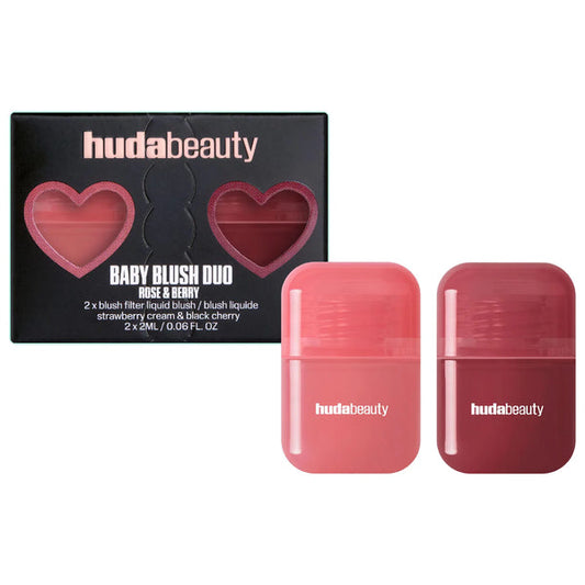HUDA BEUTY MINI BABY BLUSH DUO SET (Strawberry Cream and Black Cherry - dusty rose / burnt berry)