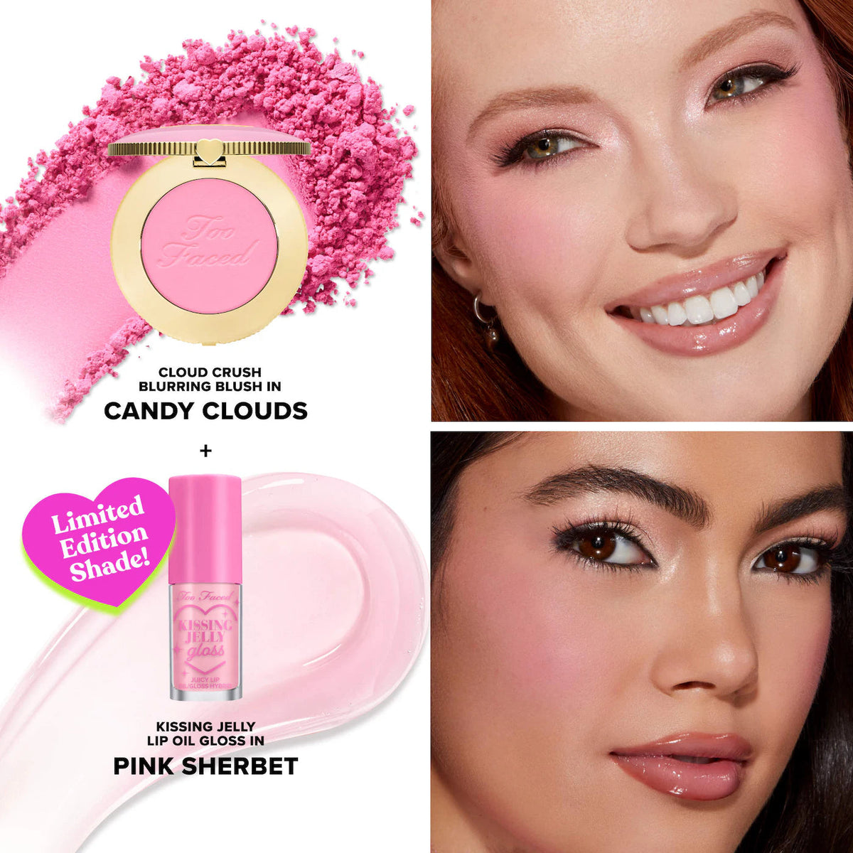 TOO FACED KISSING JELLY GLOSS (PINK SHERBET) NO BOX