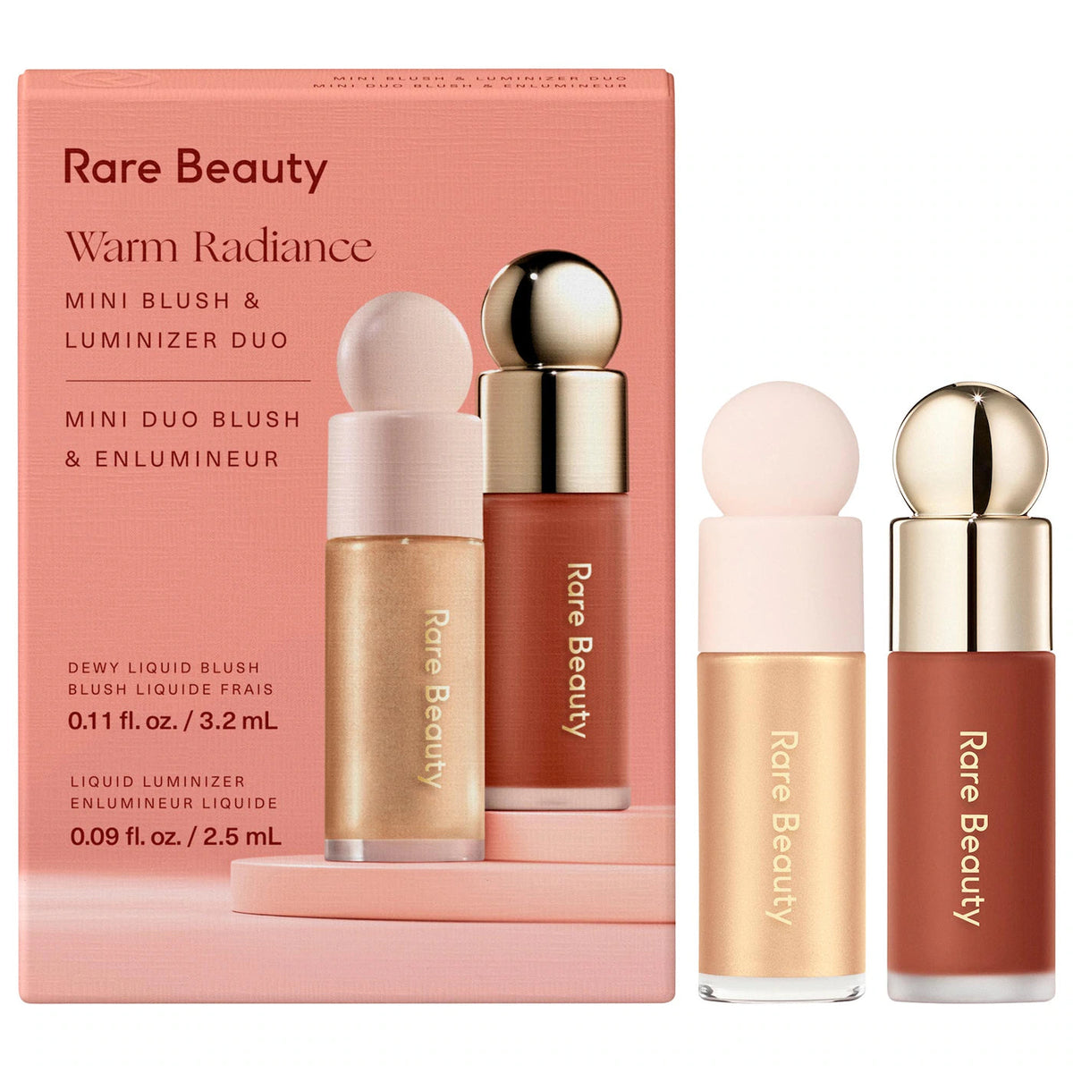 RARE BEAUTY WARM RADIANCE MINI BLUSH & LUMINIZER DUO