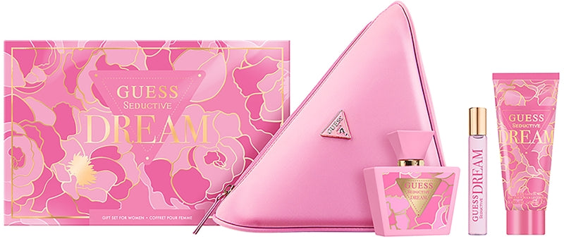 GUESS SEDUCTIVE  DREAM KIT OF 3 PIECES + MAKEUP PINK BAG