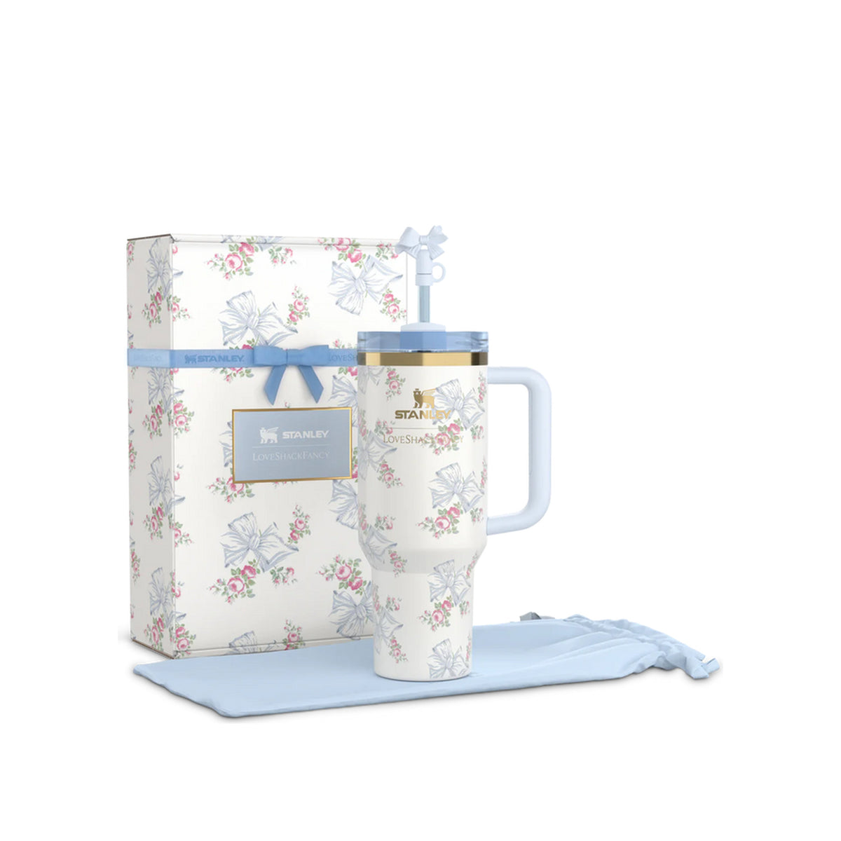STANLEY 1913 Stanley 1913 X Loveshackfancy Quencher Tumbler with Handle — Holiday Collection Blue