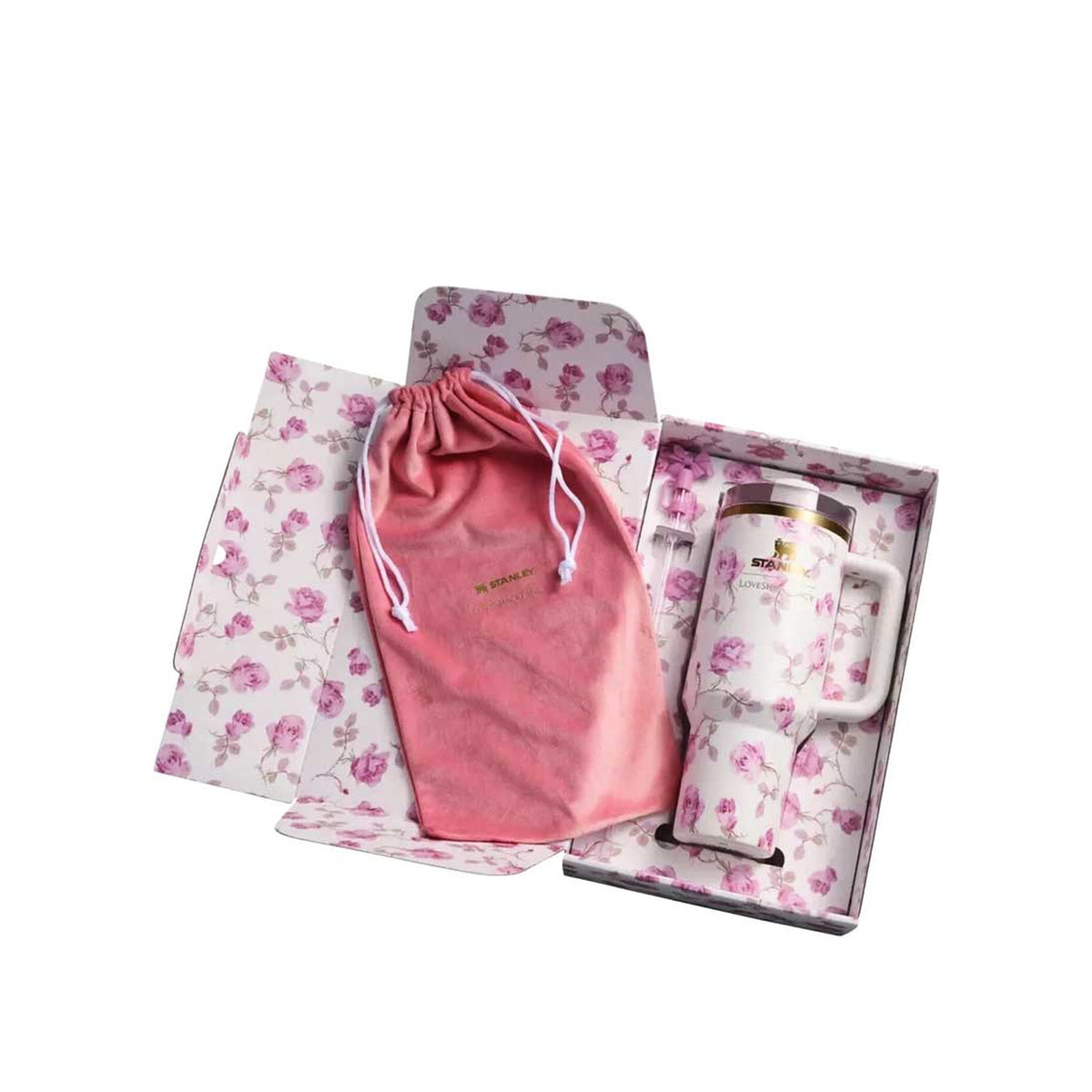 STANLEY 1913 Stanley 1913 X Loveshackfancy Quencher Tumbler with Handle — Flower Collection Pink — view 2