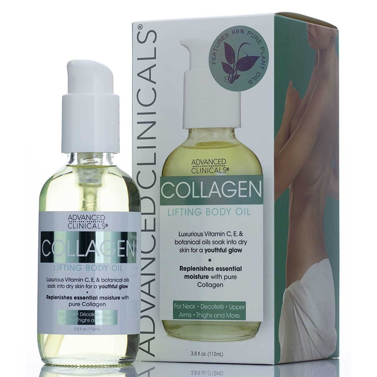 Advanced Clinicals Collagen  Lifting Body Oil With Vitamin