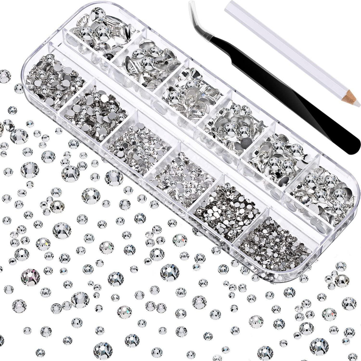 Face Strass 2000 Pieces Flat Back Gems Rhinestones 6 Sizes